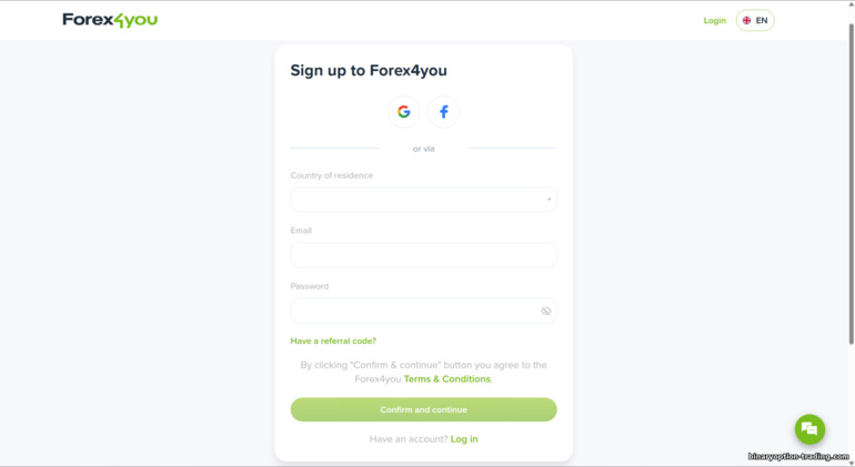 Forex4you खाता पंजीकरण फ़ॉर्म Forex4you खाता पंजीकरण फ़ॉर्म
