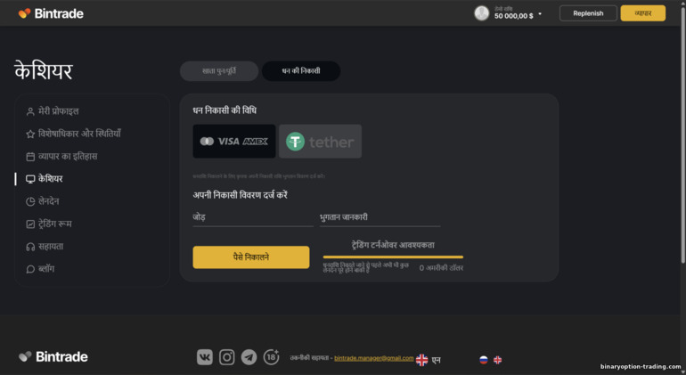 BinTrade निकासी विधियाँ BinTrade निकासी विधियाँ