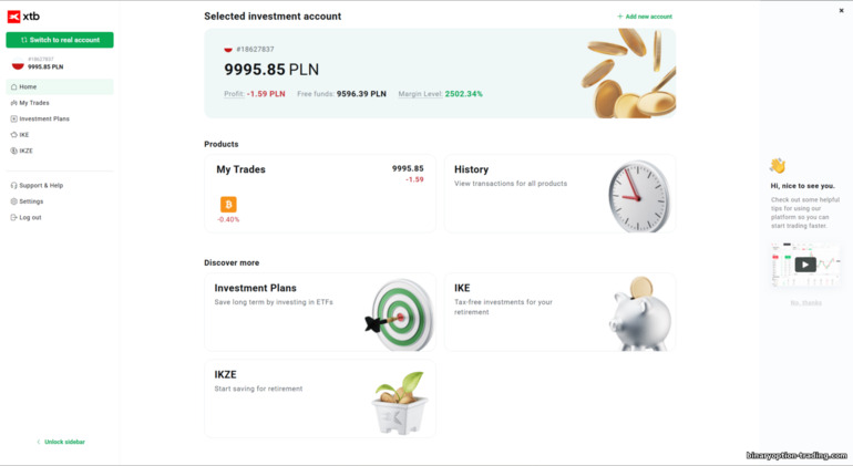 XTB ट्रेडिंग खाता