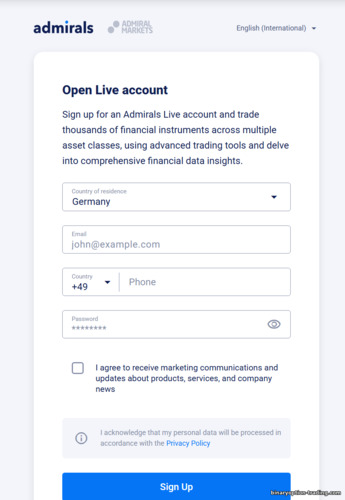 Admirals खाता पंजीकरण Admirals खाता पंजीकरण