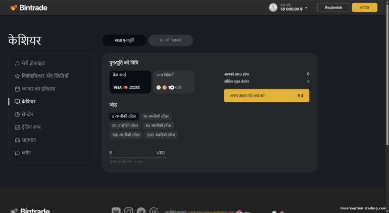 BinTrade न्यूनतम जमा BinTrade न्यूनतम जमा