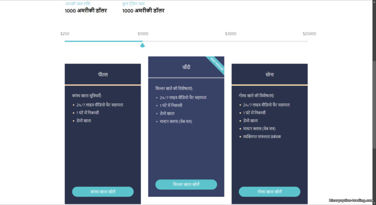 DaxBase ब्रोकर पर ट्रेडिंग खातों के प्रकार